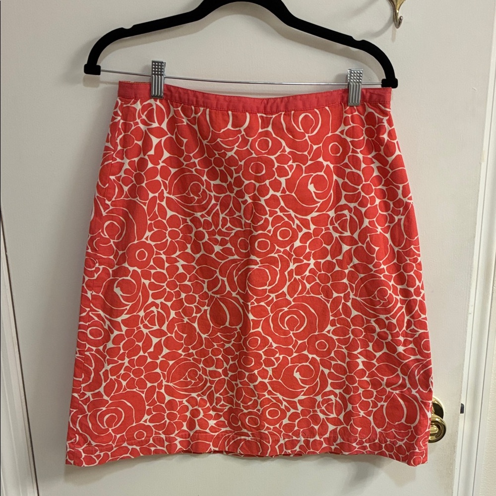 Boden Coral Floral A-Line Skirt Sz 8R-100% Cotton.